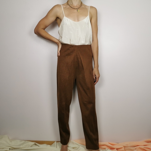 Vintage Brown tapered wool trousers pants - Picture 3 of 5